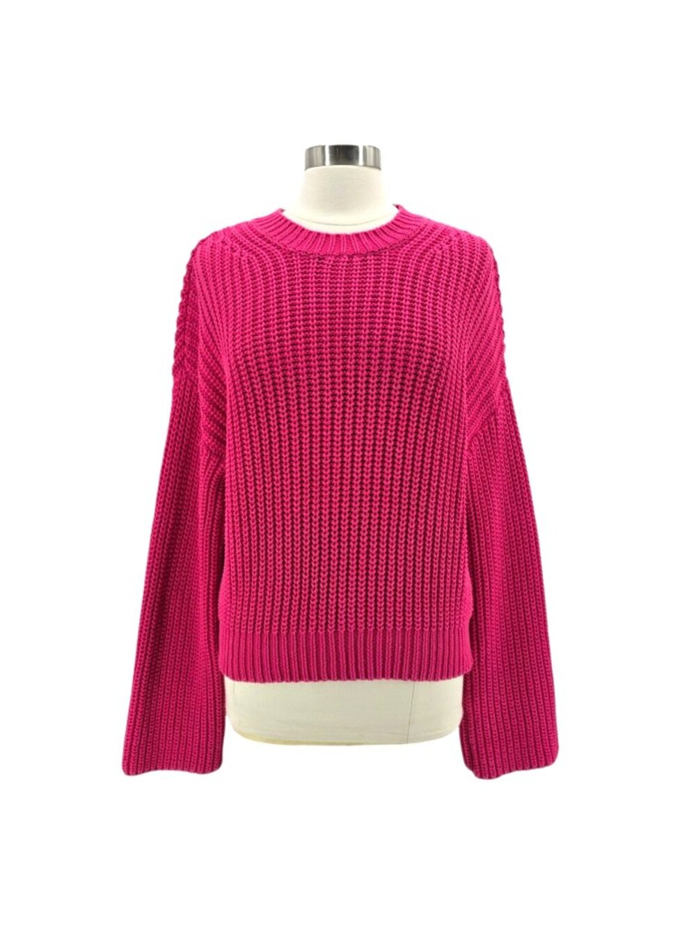 Never A Wallflower Womens Medium Sweater Chunky Crewneck Crew Neck Pink